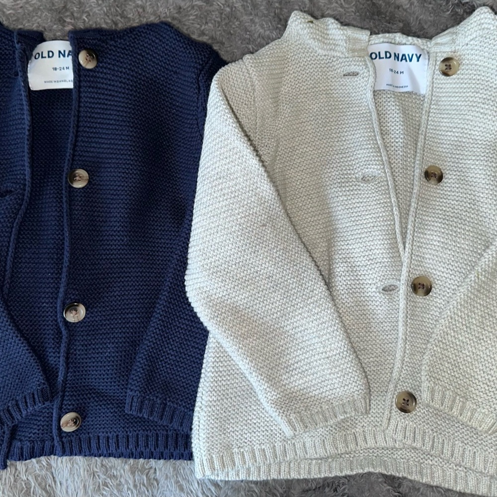 Old Navy Kids Cardigan Sweater - Navy and Grey